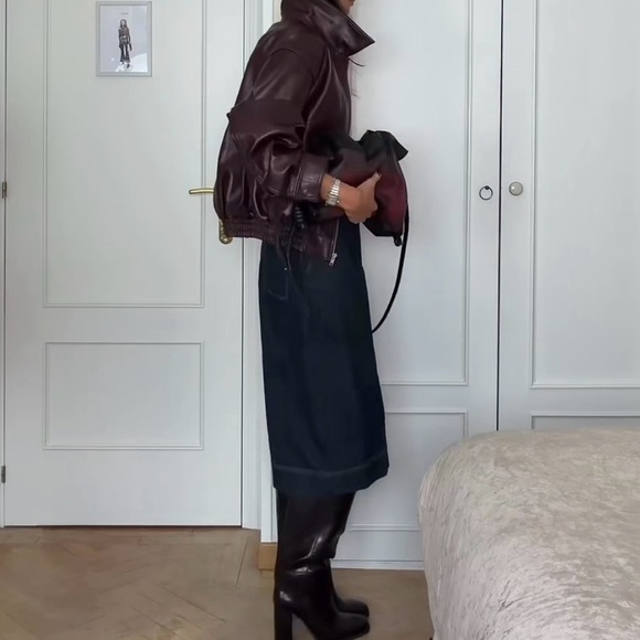 ZARA Dark Indigo Wide-Leg Culotte Pants - Picture 4 of 10